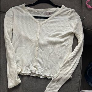 SO Cream Long Sleeve Ribbed Top